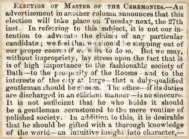 An election for Master of Ceremonies in the Upper Assembly Rooms, Bath 1849