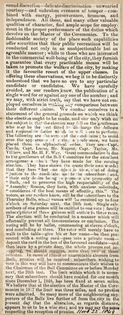 The job of the Master of Ceremonies, Bath 1849