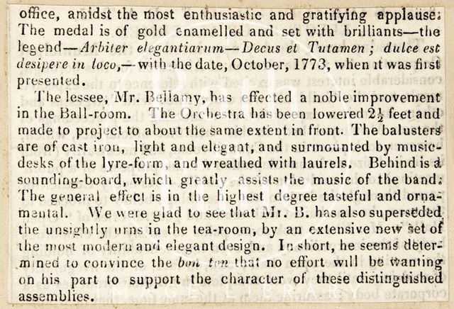 Mr. Jervious becoming the new Master of Ceremonies at the Upper Assembly Rooms, Bath 1836 - continued