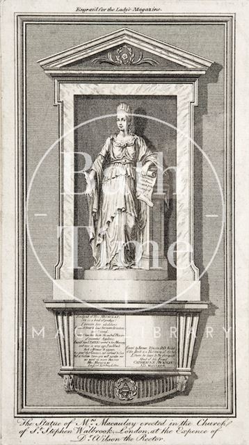 A statue of Miss Macaulay at the Church of St. Stephen, Walbrook, London 1791-1810