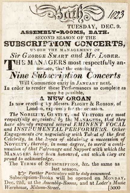 Concerts at the Assembly Rooms, Bath 1823