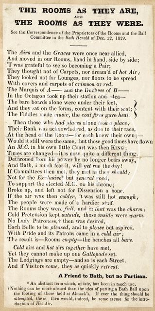 A poem about the Assembly Rooms, Bath 1829