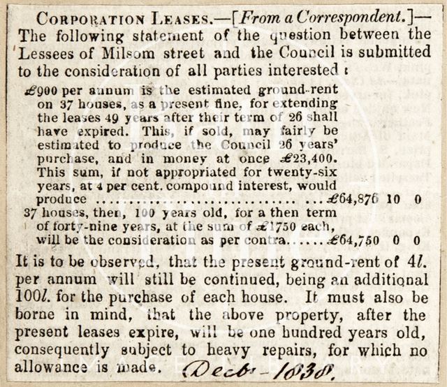 Details of ground rent 1838