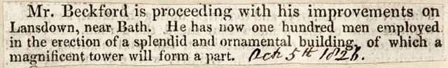 Mr. Beckford's improvements on Lansdown in Bath 1826