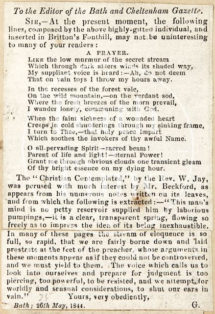 A prayer of interest to general readers 1844