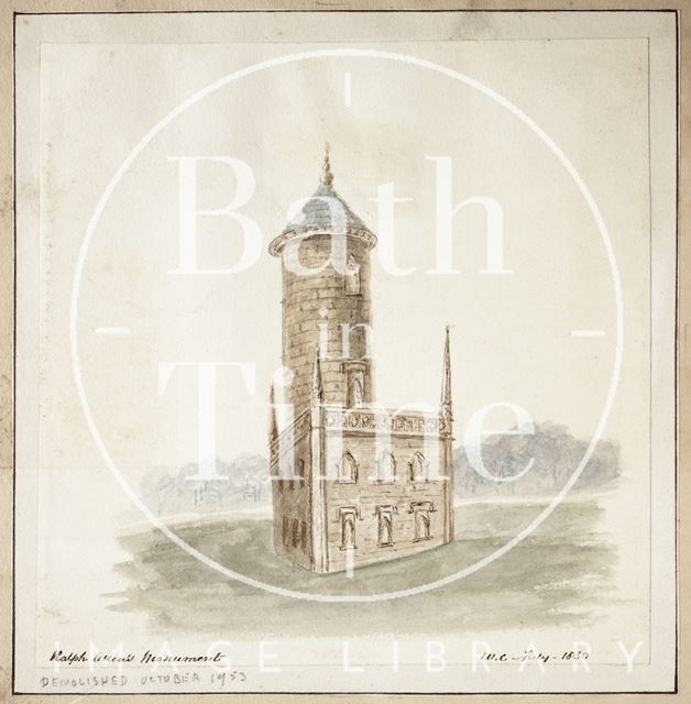 Ralph Allen's Monument, Monument Fields, Combe Down, Bath 1850