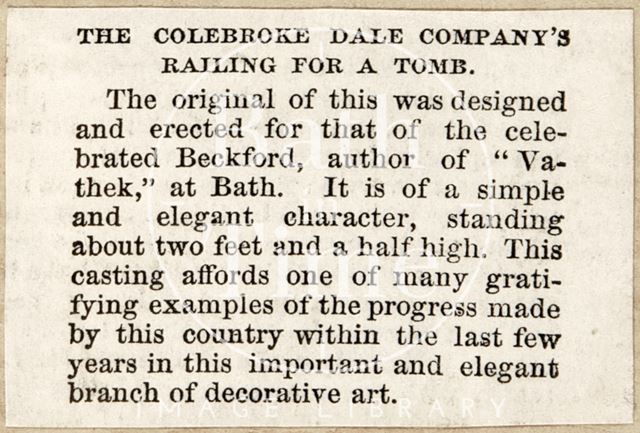 A Coalbrookdale railing for a tomb at Lansdown Cemetery, Bath