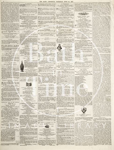 Back of newspaper article concerning the opening of Lansdown Proprietary College, Bath 1857