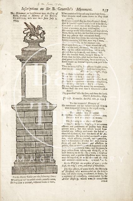 Inscriptions on Sir B. Grenville's Monument, Bath 1800