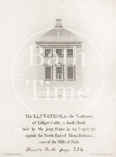 The west elevation of Lilliput Castle, Bath 1749