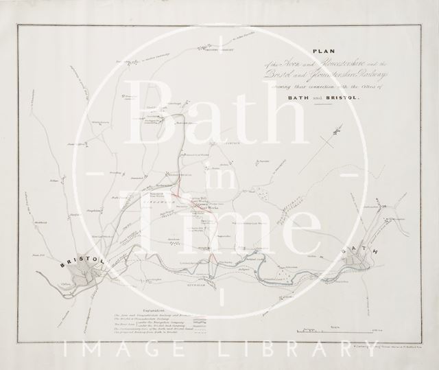 Plan of the Avon and Gloucestershire and the Bristol and Gloucestershire Railways showing their connection with the cities of Bath and Bristol 