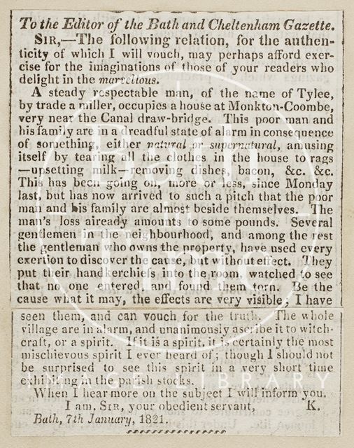 The Monkton Combe Ghost 1821