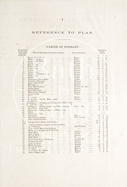 Leaflet for the sale of land in Woolley and Charlcombe near Bath 1840