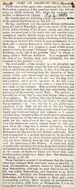 The discovery of a Roman camp at Solsbury Hill near Bath 1886