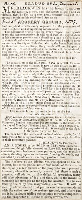 Extension of Bladud Spa, Larkhall, Bath 1837