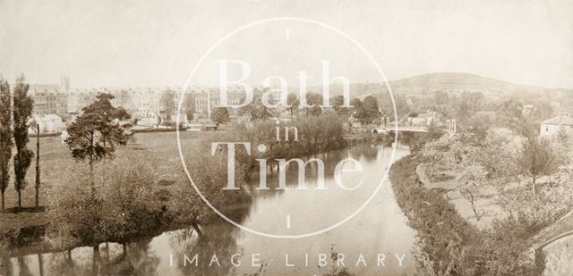 Early photograph of the River Avon looking towards Grosvenor Suspension Bridge, Bath c.1860