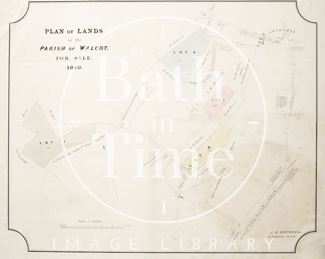 Plan of Lands in the Parish of Walcot for sale, Bath 1850