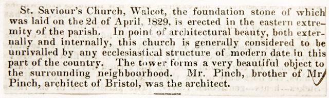 The laying of the foundation stone of St. Saviour's Church, Walcot, Bath 1829