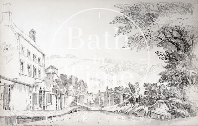 A view of Maudlin Chapel (Magdalen Chapel) from Holloway looking towards Bath 1802