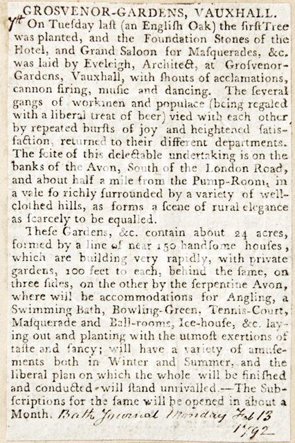 Celebration of the plantation of an English Oak at Grosvenor Gardens, Bath 1792