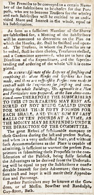 Subscribers for the Grosvenor gardens and hotel, Bath 1794 - continued