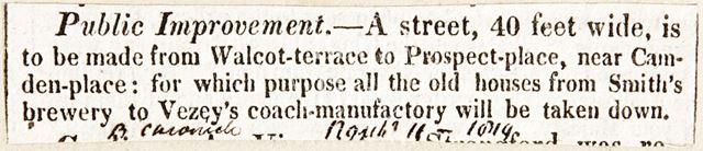 Public improvements on Walcot Terrace and Prospect Place, Bath 1814