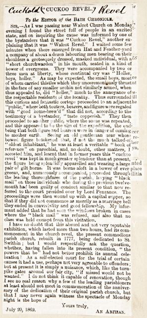 The Cuckoo on Walcot Revel, Bath 1869