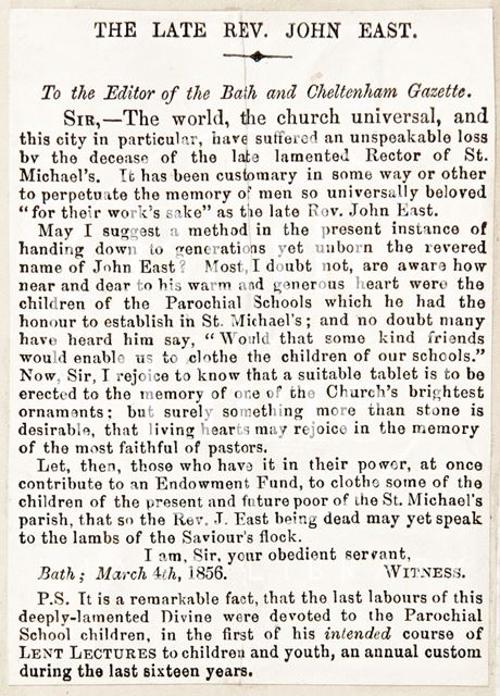 The loss of Rev. John East 1856