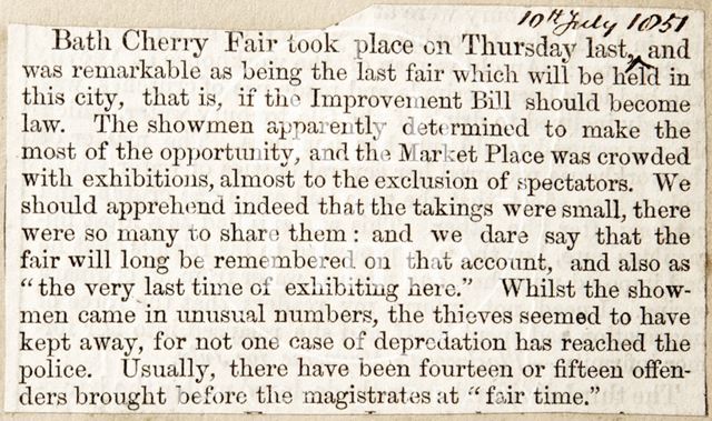 The Bath Cherry Fair 1851