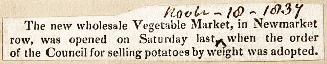 The opening of the New Wholesale Vegetable Market in Newmarket Row, Bath 1834