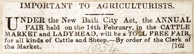 The building of a new sale room at the Cattle and Corn Market in Walcot Street, Bath 1855