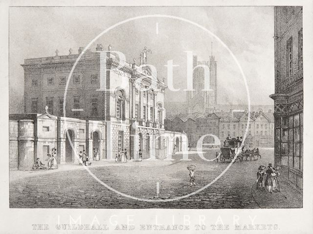 The Guildhall and Entrance to the Markets, Bath 1828