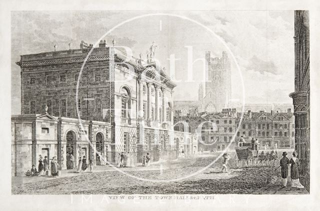 Town Hall (Guildhall) from High Street, Bath 1815