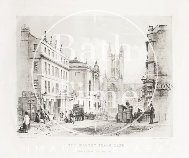 The Market Place, White Lion Hotel and High Street, Bath 1842