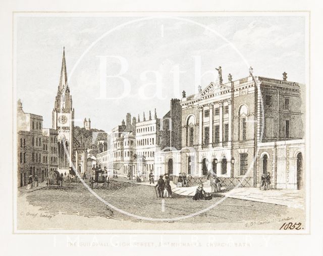 The Guildhall, High Street and St. Michael's Church, Bath c.1852