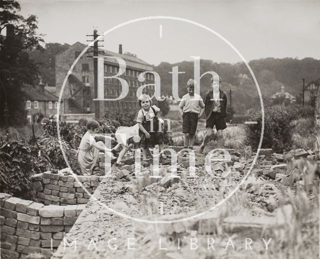 Children playing on wasteland, Twerton, Bath 1949