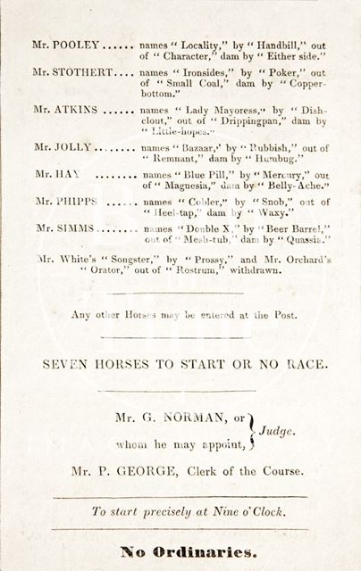 Leaflet announcing the first Bath Burgess meeting at Sawclose 1835