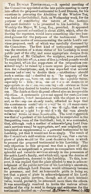 The abolition of window tax proposed by Lord Duncan 1852