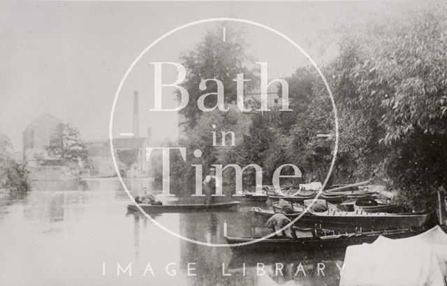 The river, looking toward Carr's Mill, Twerton, Bath 1906