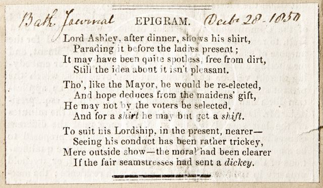 An epigram of Lord Ashley 1850