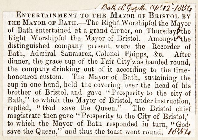 The dinner between the Mayor of Bristol and the Mayor of Bath 1854