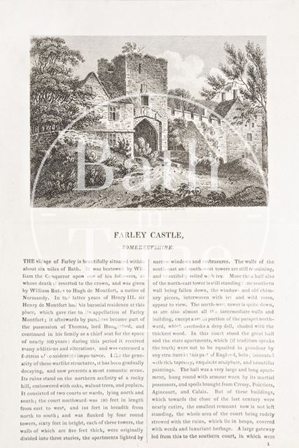 Article on Farleigh Hungerford Castle, Somerset 1812