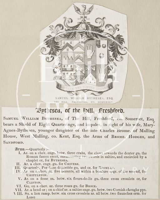 Coat of arms of Samuel William Bythesea Esq., The Hill, Freshford