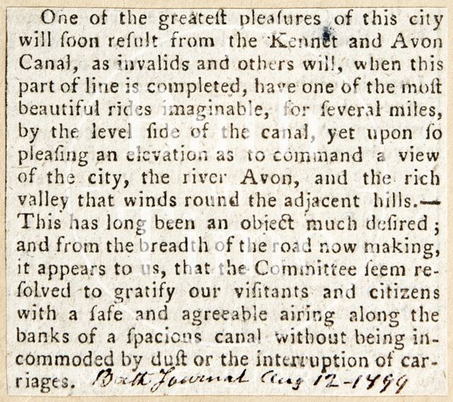 The near completion of the Kennet and Avon Canal 1799