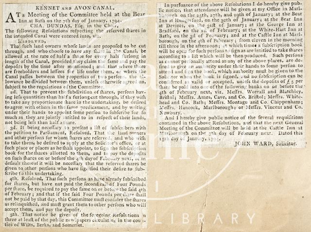 A meeting of the committee for the Kennet and Avon Canal 1794