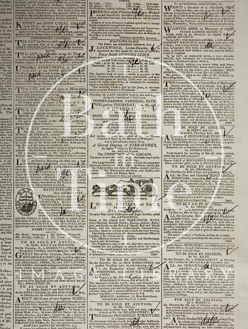 Bath Chronicle extract including Sydney Gardens, Vauxhall 1812