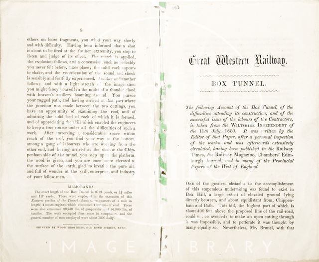 Pamphlet concerning the construction of the Great Western Railway