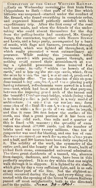 The completion of the Great Western Railway 1841