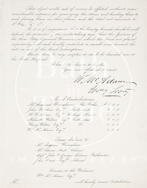 Handwritten letter concerning Cromlech, marking the junction between Gloucestershire, Wiltshire and Somerset 1858