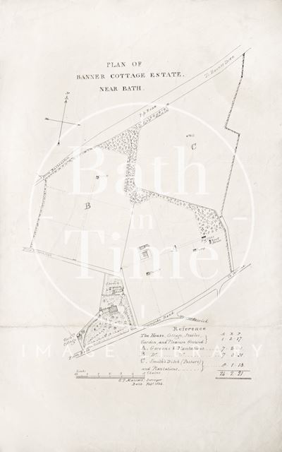 Plan of Banner Cottage Estate near Bath 1834